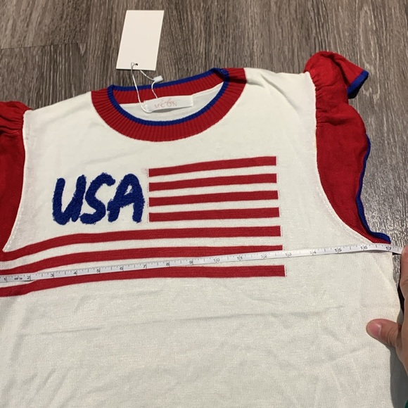 Endless Moon NWT Women's Red and White USA Top size M - Picture 5 of 5